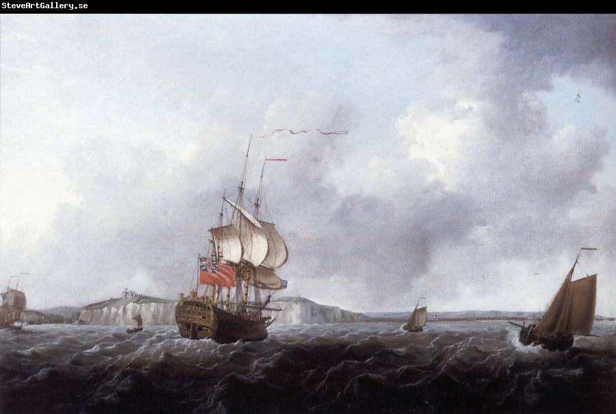 Francis Swaine A large two-decker and a cutter off Dover